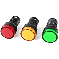 DC 12V LED Piloto Panel Lámpara Indicadora De 22mm 3 piezas Verde Amarillo Luz Roja